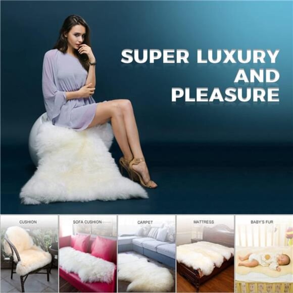 Large Sheepskin Rug Genuine Thick and Lush 3 Inch Pile，Luxury - Picture 2 of 8
